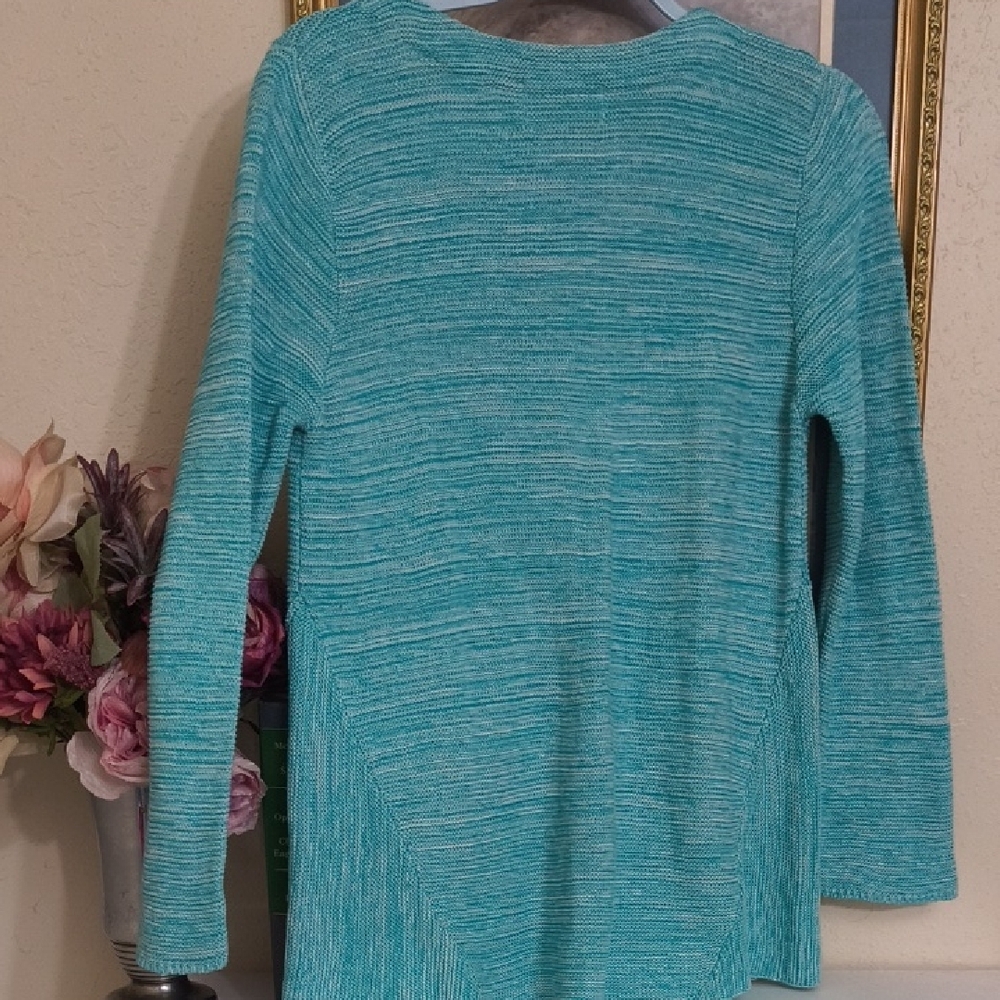 Habitat Turquoise Cardigan with Wooden Buttons Natural Materials Cozy Boho - Picture 11 of 15